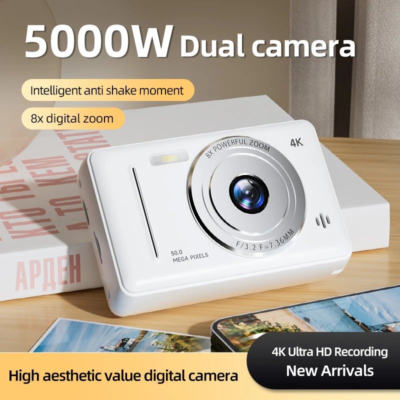 4K Retro CCD Portable Digital Camera Entry-level Camera Dual Camera Flash 50 Million Pixels Auto Focus Intelligent Anti-shakeNew - Image 2