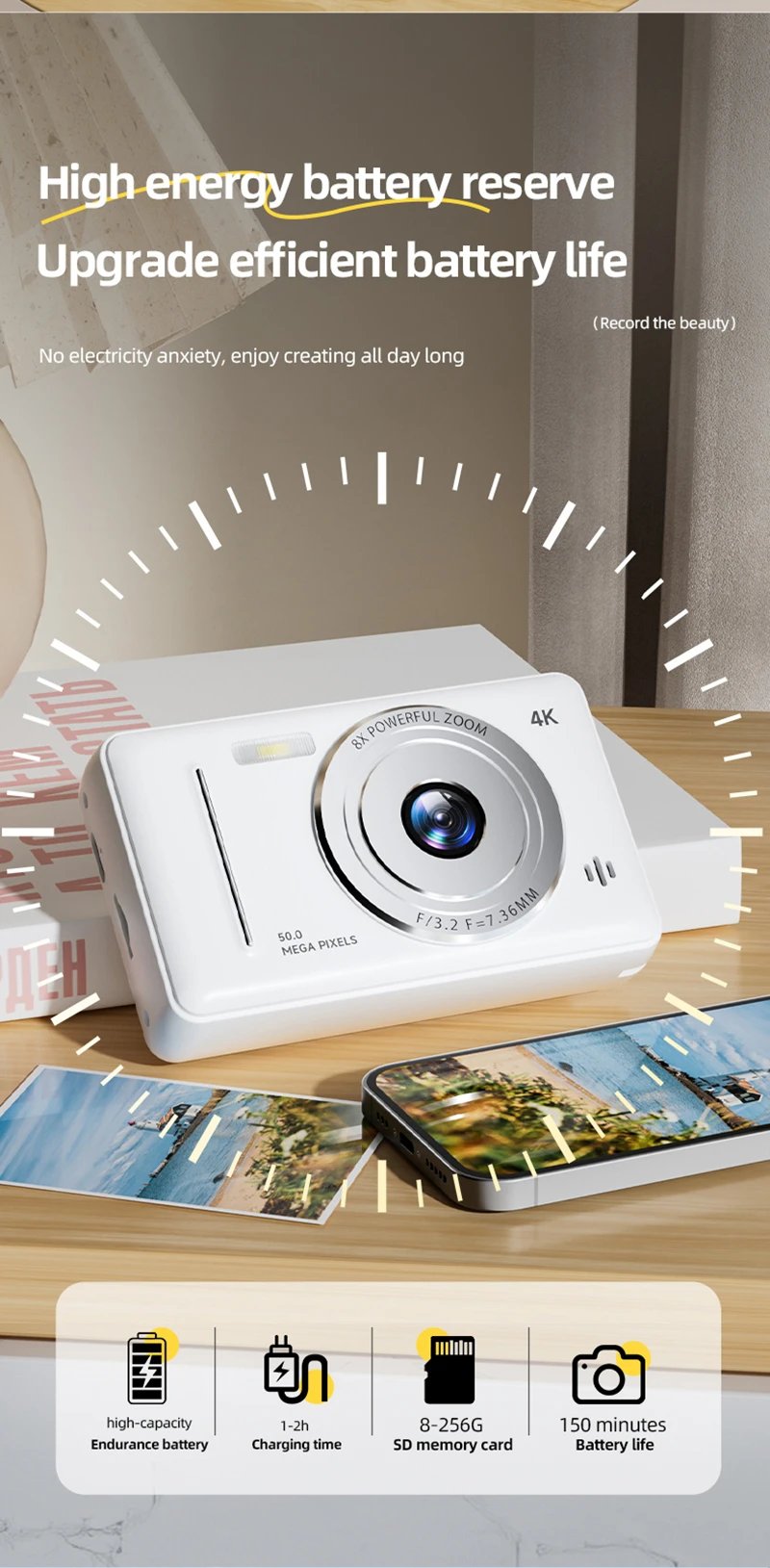 4K Retro CCD Portable Digital Camera Entry-level Camera Dual Camera Flash 50 Million Pixels Auto Focus Intelligent Anti-shakeNew 4K Retro CCD Portable Digital Camera Entry-level Camera Dual Camera Flash 50 Million Pixels Auto Focus Intelligent Anti-shakeNew