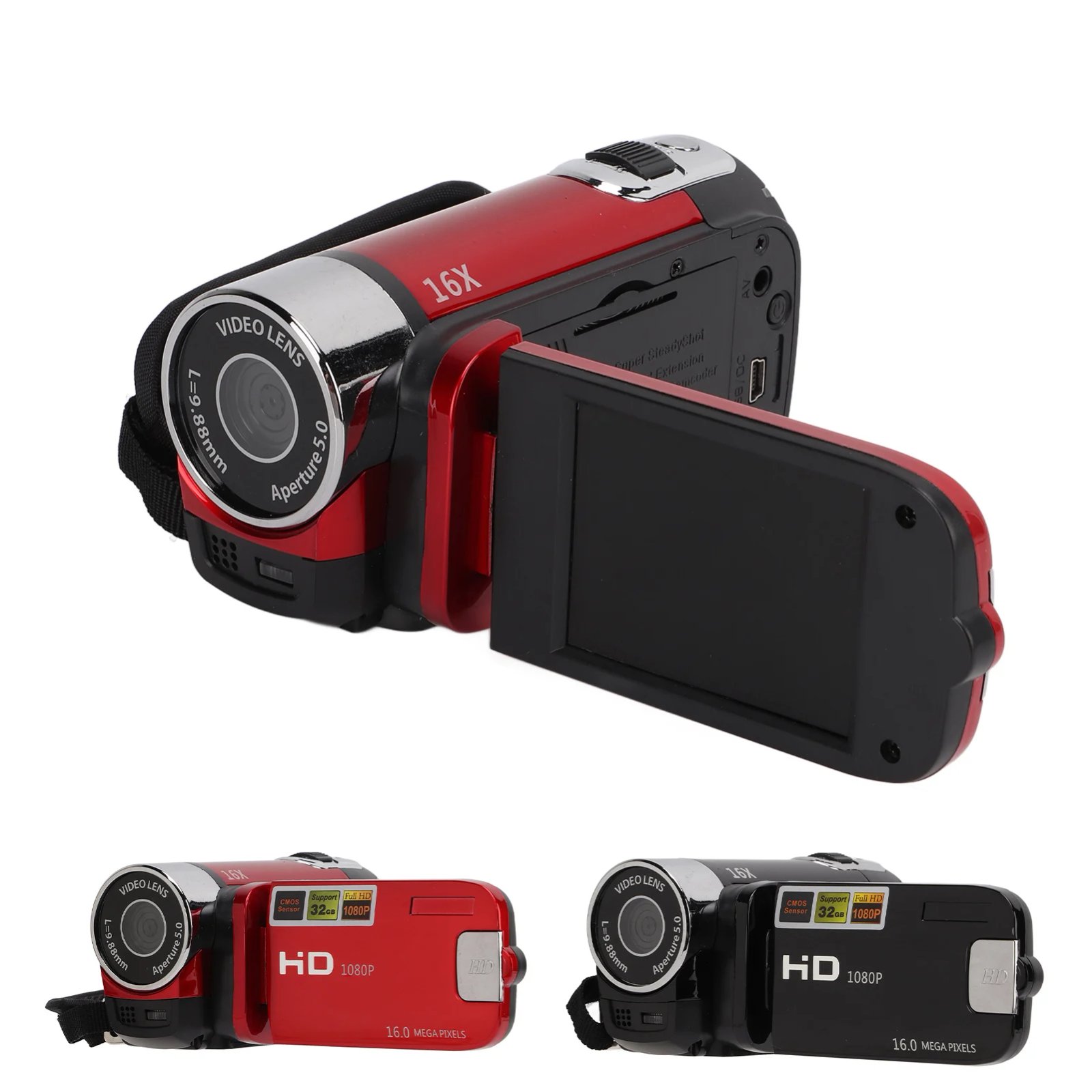 Video Camera Camcorder Handheld Camera Recorder 270° Rotation 16X Zoom 2.7inch Color Screen for Kids for Family for Gifts