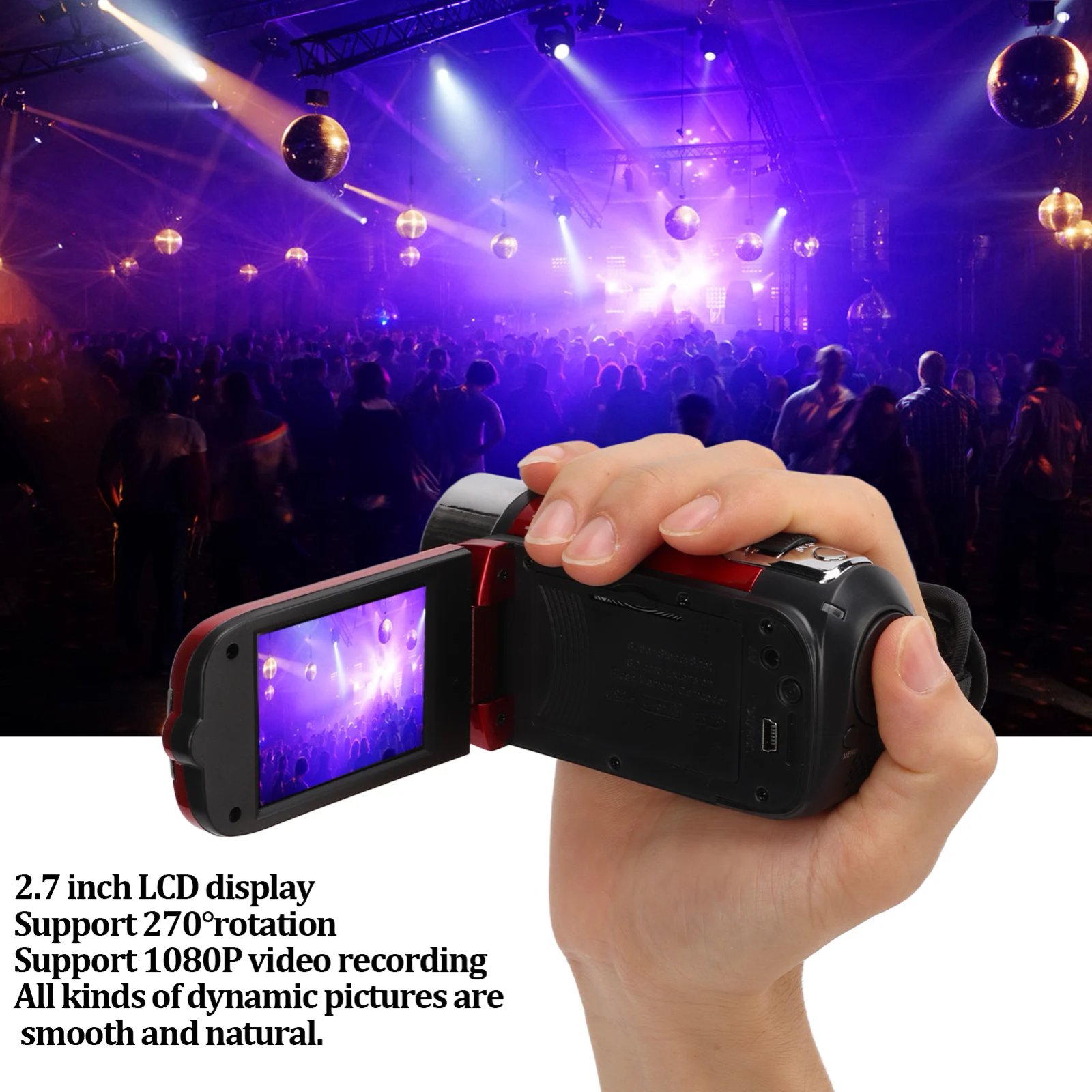 Video Camera Camcorder Handheld Camera Recorder 270° Rotation 16X Zoom 2.7inch Color Screen for Kids for Family for Gifts - Image 2