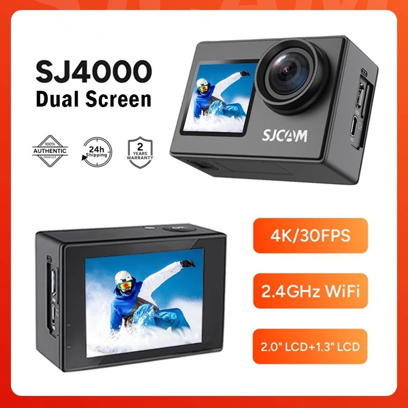 SJCAM SJ4000 Dual Screen 4K Action Camera 30M Waterproof Anti-Shake HD Sports Video Action Cameras Motorcycle Bicycle Helmet