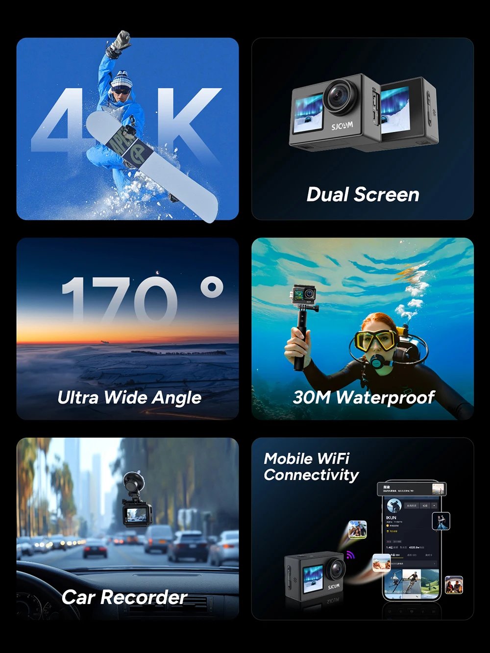 SJCAM SJ4000 Dual Screen 4K Action Camera 30M Waterproof Anti-Shake HD Sports Video Action Cameras Motorcycle Bicycle Helmet SJCAM SJ4000 Dual Screen 4K Action Camera 30M Waterproof Anti-Shake HD Sports Video Action Cameras Motorcycle Bicycle Helmet