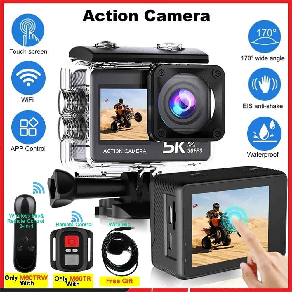 Action Camera 5K 4K60FPS EIS 48MP Wi-Fi Dual Screen 170D 8X Zoom Pre Record 30M Waterproof Sport Camera With Sony IMX576 Lens - Image 2