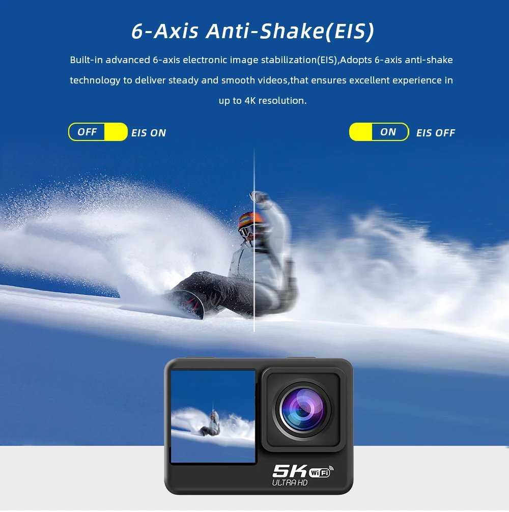 Action Camera 5K 4K60FPS EIS 48MP Wi-Fi Dual Screen 170D 8X Zoom Pre Record 30M Waterproof Sport Camera With Sony IMX576 Lens Action Camera 5K 4K60FPS EIS 48MP Wi-Fi Dual Screen 170D 8X Zoom Pre Record 30M Waterproof Sport Camera With Sony IMX576 Lens