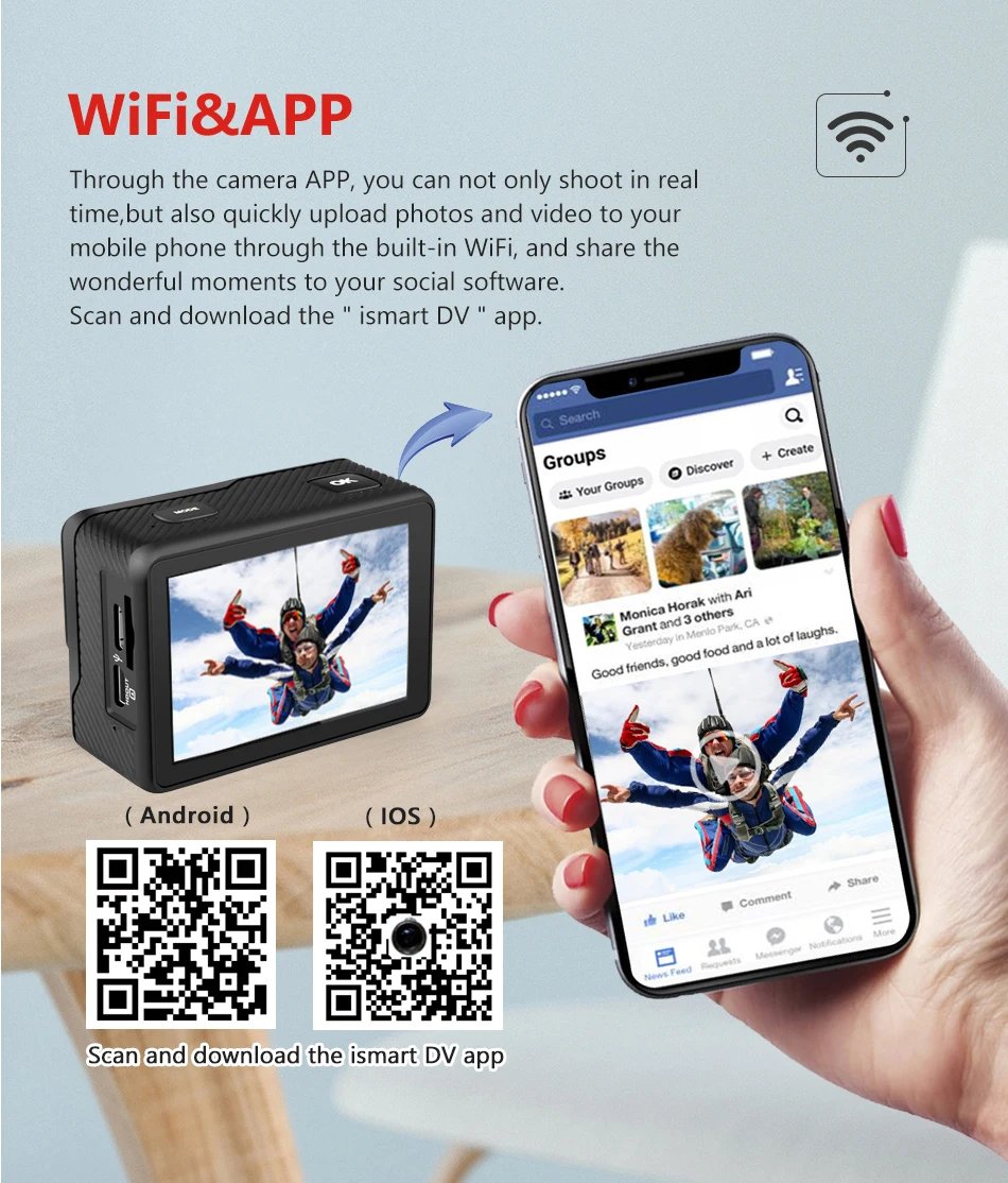 Action Camera 5K 4K60FPS EIS 48MP Wi-Fi Dual Screen 170D 8X Zoom Pre Record 30M Waterproof Sport Camera With Sony IMX576 Lens Action Camera 5K 4K60FPS EIS 48MP Wi-Fi Dual Screen 170D 8X Zoom Pre Record 30M Waterproof Sport Camera With Sony IMX576 Lens