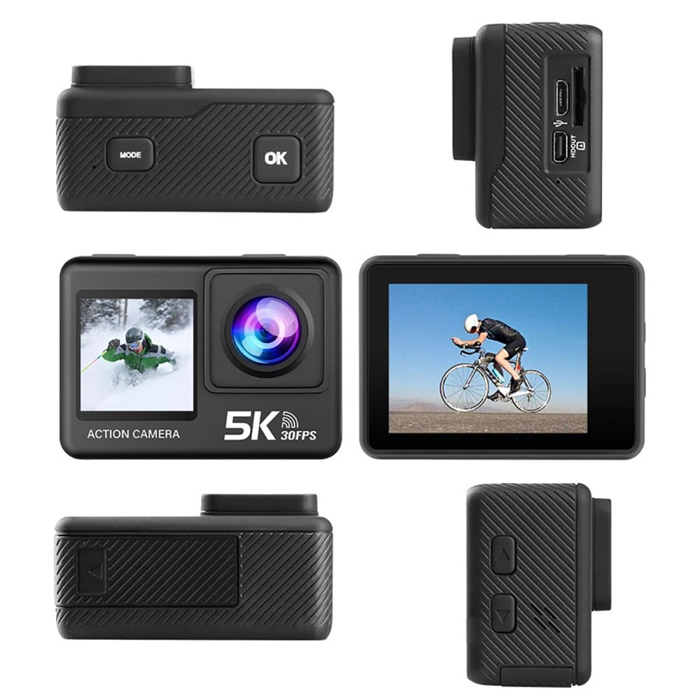 Action Camera 5K 4K60FPS EIS 48MP Wi-Fi Dual Screen 170D 8X Zoom Pre Record 30M Waterproof Sport Camera With Sony IMX576 Lens Action Camera 5K 4K60FPS EIS 48MP Wi-Fi Dual Screen 170D 8X Zoom Pre Record 30M Waterproof Sport Camera With Sony IMX576 Lens