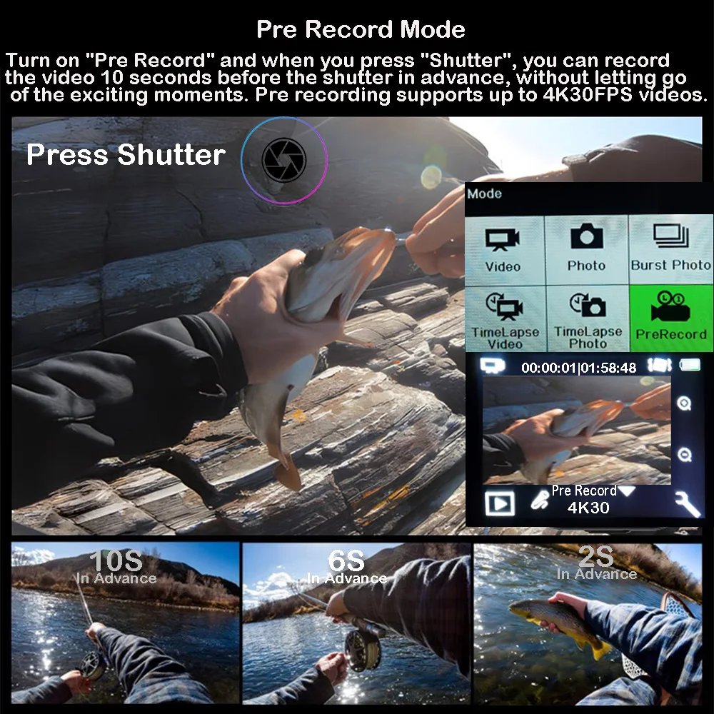 Action Camera 5K 4K60FPS EIS 48MP Wi-Fi Dual Screen 170D 8X Zoom Pre Record 30M Waterproof Sport Camera With Sony IMX576 Lens Action Camera 5K 4K60FPS EIS 48MP Wi-Fi Dual Screen 170D 8X Zoom Pre Record 30M Waterproof Sport Camera With Sony IMX576 Lens