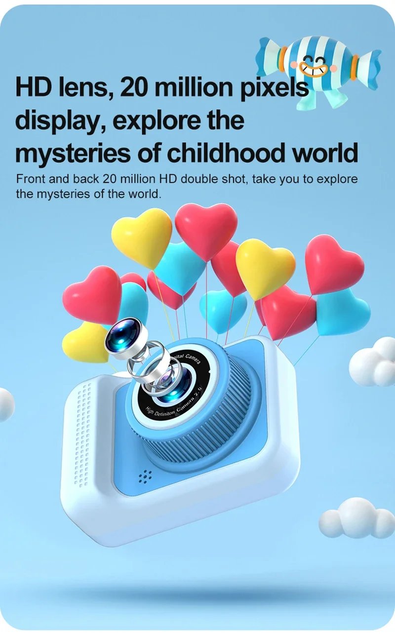 Xiaomi 4K Digital Camera 2000W Pixels Dual-camera Mini HD Eye Protection Screen1080P Built-in Game Shock Recording Kids Camera Xiaomi 4K Digital Camera 2000W Pixels Dual-camera Mini HD Eye Protection Screen1080P Built-in Game Shock Recording Kids Camera