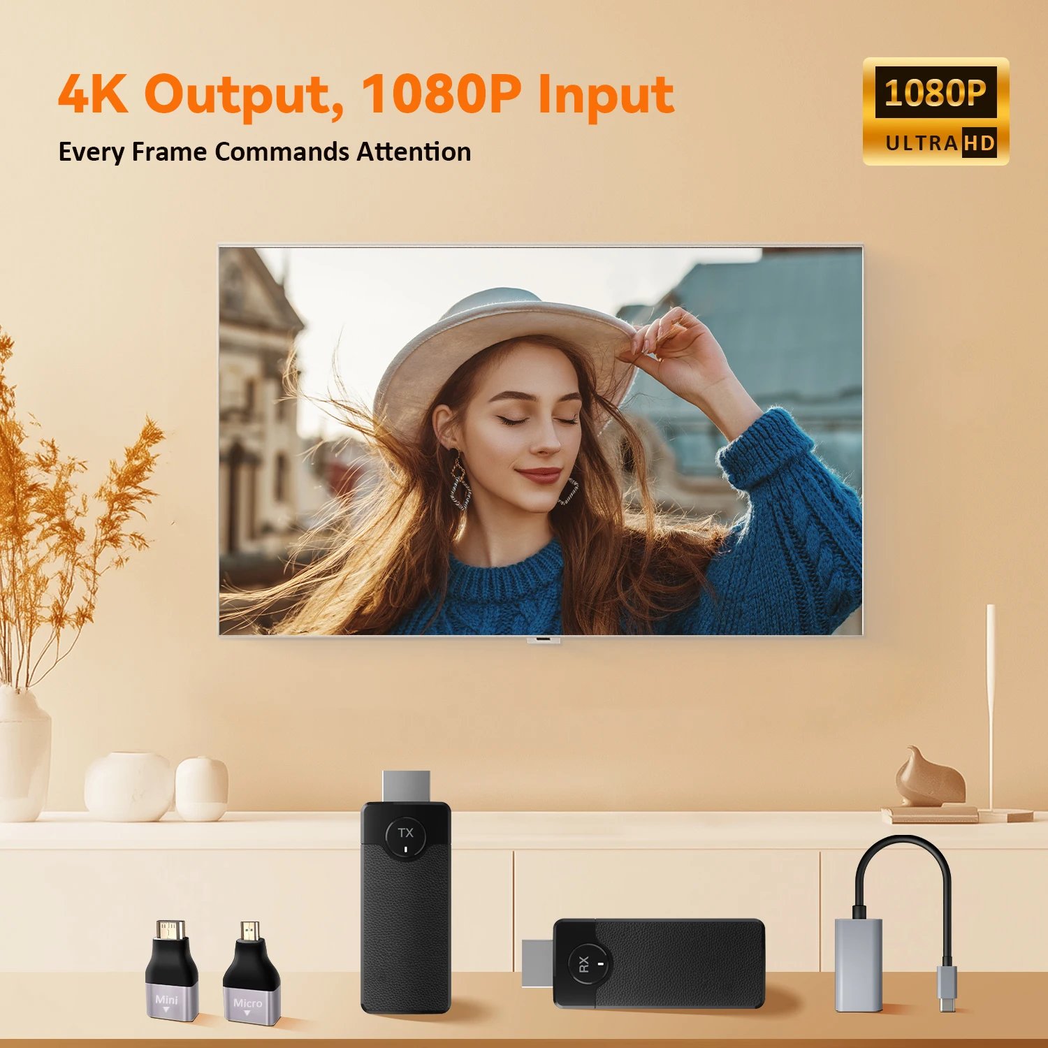 1080P 50M Wireless Video Audio Transmitter Receiver Extender Display Adapter Dongle For TV Box Monitor Projector PC 1080P 50M Wireless Video Audio Transmitter Receiver Extender Display Adapter Dongle For TV Box Monitor Projector PC