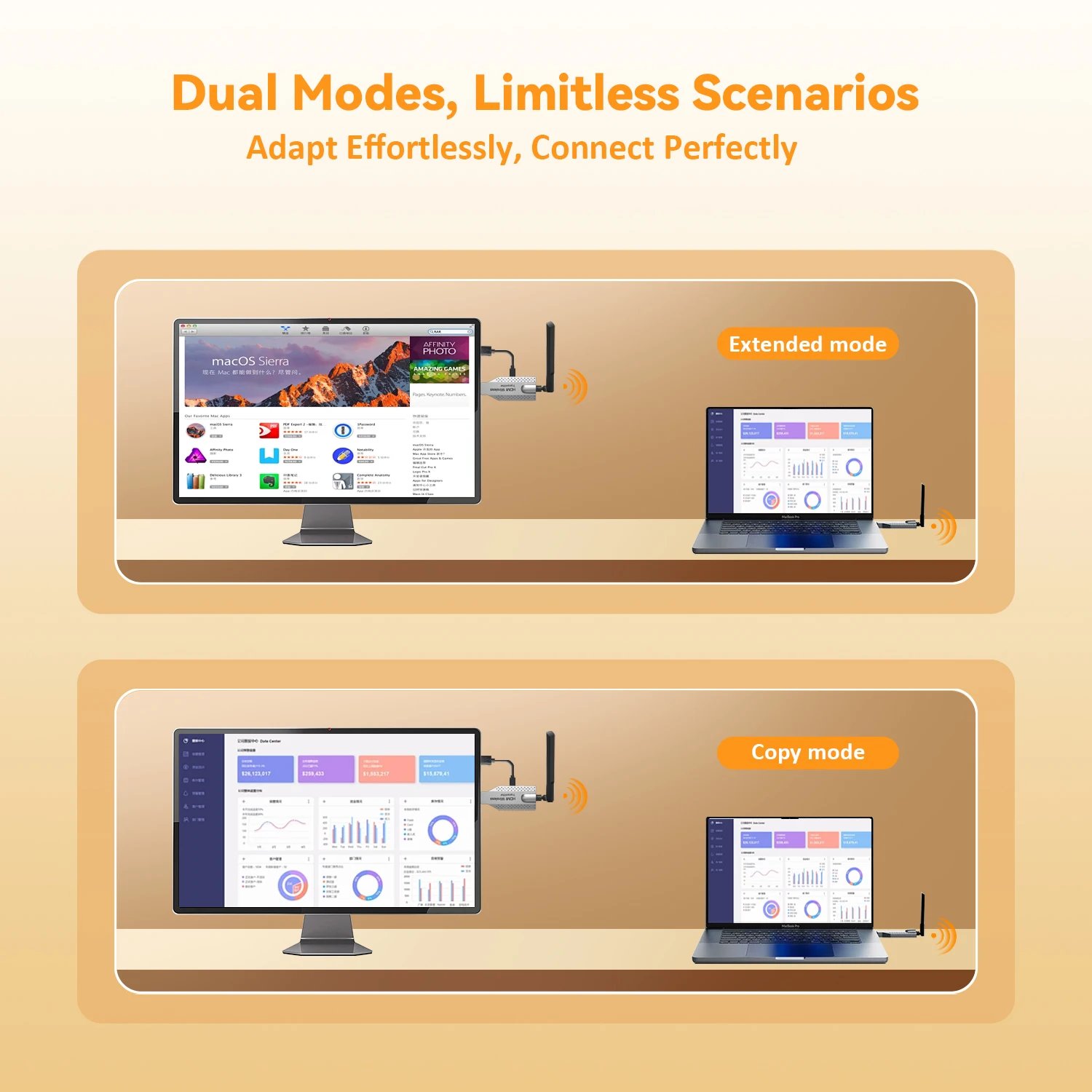 1080P 50/100M Wireless Video Audio Transmitter Receiver Extender Display Adapter Dongle For TV Box Monitor Projector