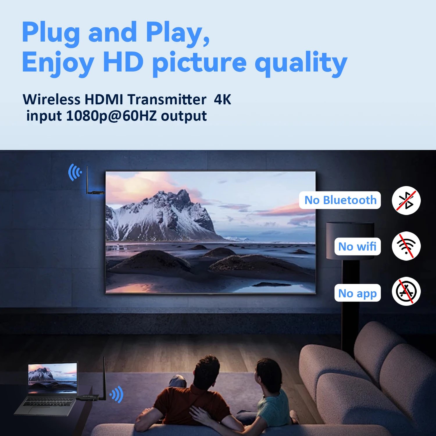 1080P 50/100M Wireless Video Audio Transmitter Receiver Extender Display Adapter Dongle For TV Box Monitor Projector