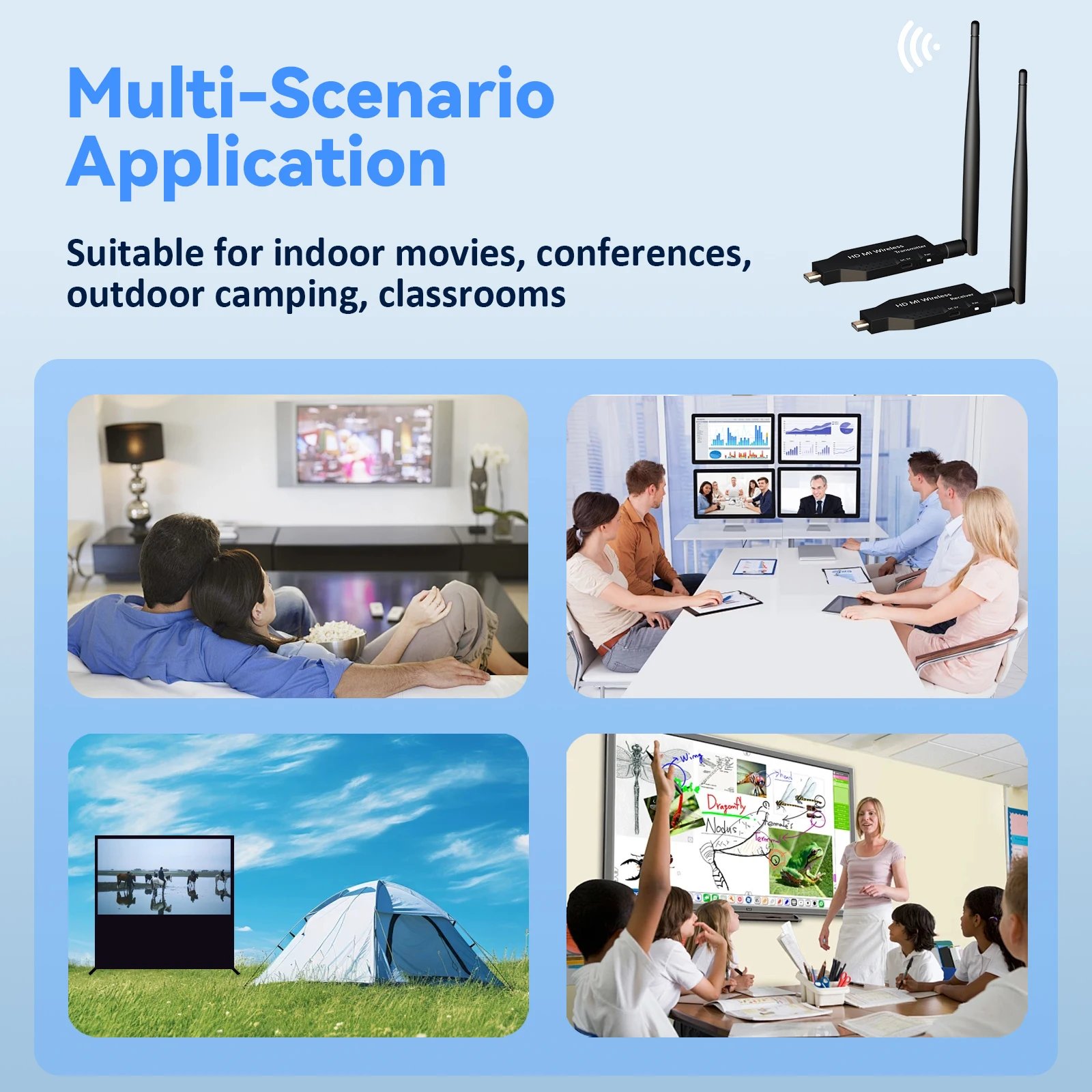 1080P 50/100M Wireless Video Audio Transmitter Receiver Extender Display Adapter Dongle For TV Box Monitor Projector