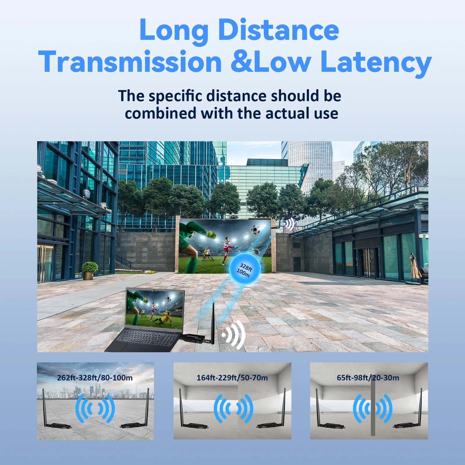 1080P 50/100M Wireless Video Audio Transmitter Receiver Extender Display Adapter Dongle For TV Box Monitor Projector