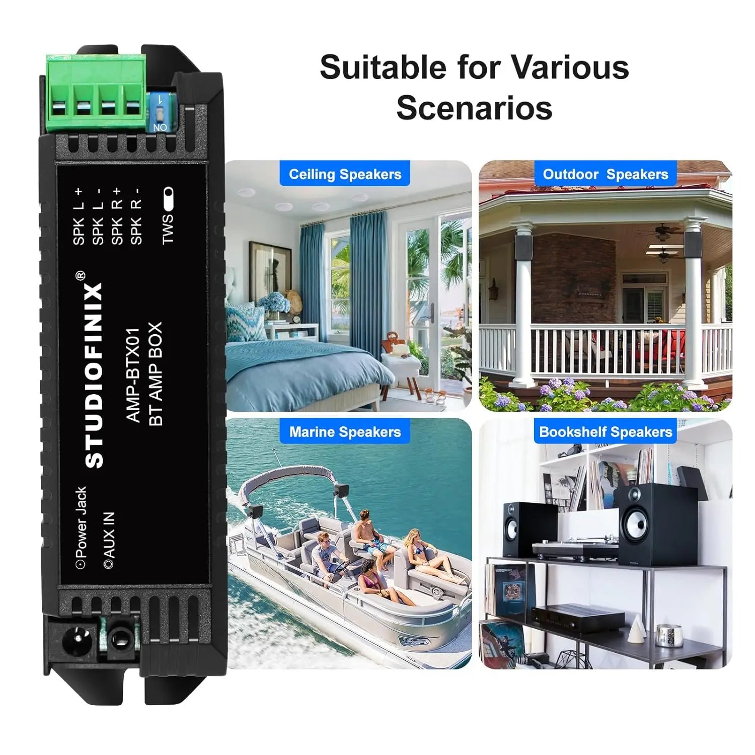 Herdio Bluetooth Home Audio Amplifier 2.0 Channel Receiver System For Passive Speakers with AUX TWS Suitable For Ceiling Marine - Image 6