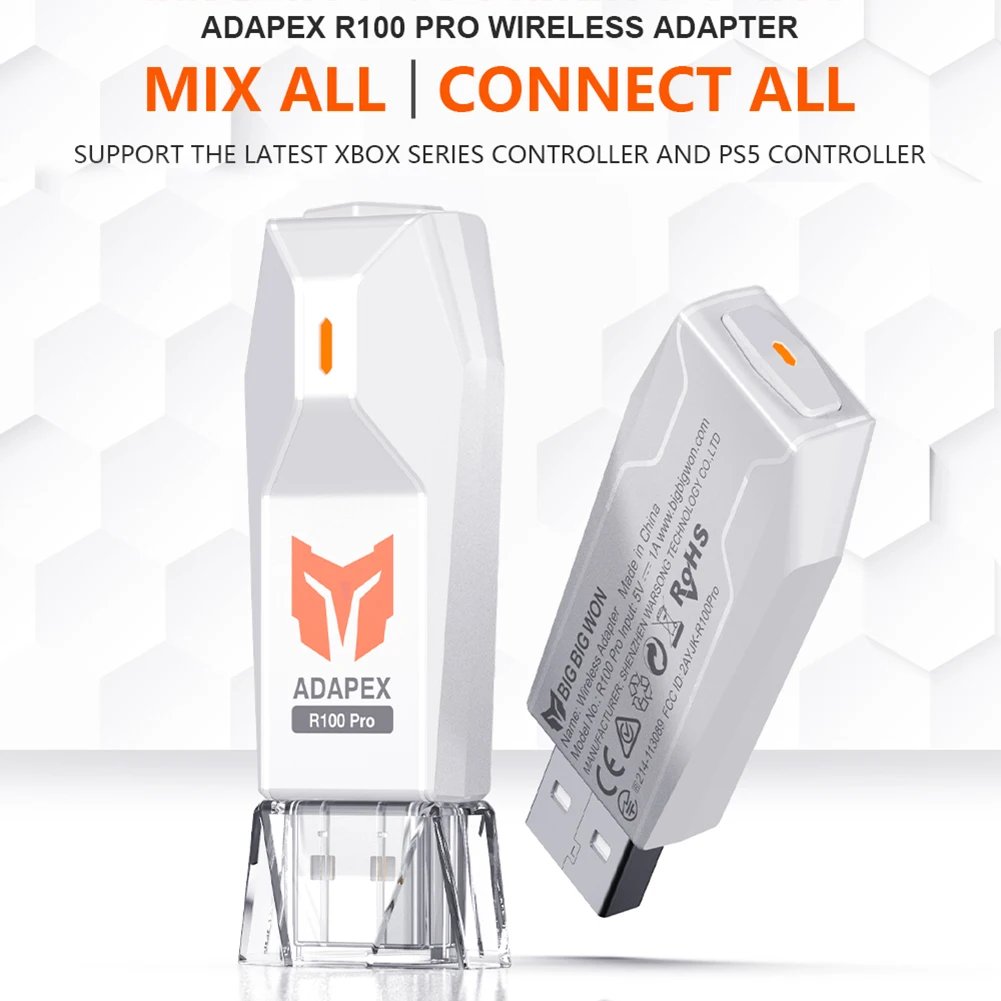 BIGBIG WON R100 USB Adapter Wireless Receiver Converter For Switch Pro/PS4/PS5/XBOX One S/X Gamepad Controller Bluetooth Dongle - Image 2