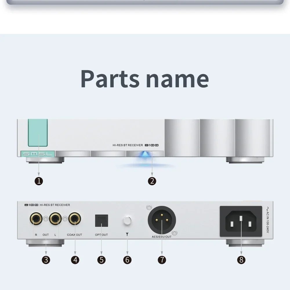 SMSL B100 Digital Audio Bluetooth Music Decoder Receiver AK4493S Chip Bluetooth 5.1 DAC 24bit 192kHz Supports LDAC APTX SBC AAC SMSL B100 Digital Audio Bluetooth Music Decoder Receiver AK4493S Chip Bluetooth 5.1 DAC 24bit 192kHz Supports LDAC APTX SBC AAC