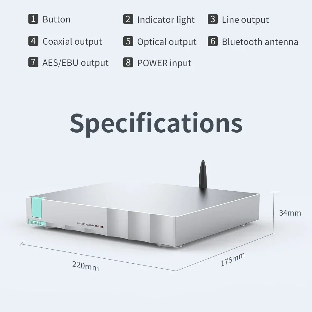 SMSL B100 Digital Audio Bluetooth Music Decoder Receiver AK4493S Chip Bluetooth 5.1 DAC 24bit 192kHz Supports LDAC APTX SBC AAC SMSL B100 Digital Audio Bluetooth Music Decoder Receiver AK4493S Chip Bluetooth 5.1 DAC 24bit 192kHz Supports LDAC APTX SBC AAC