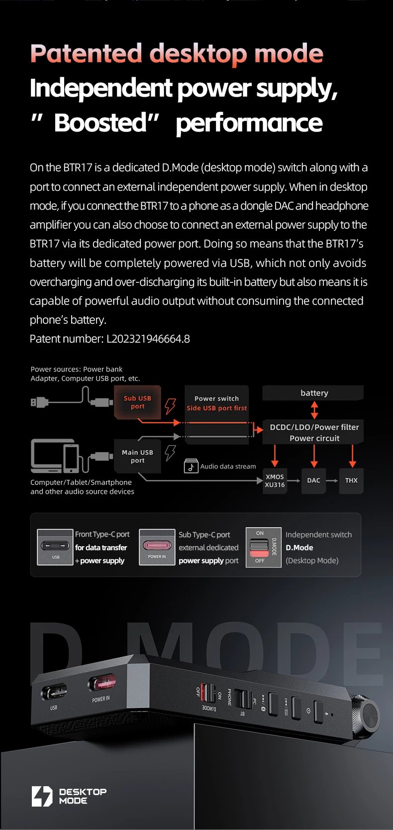 FiiO BTR17 Headphone Amp Bluetooth 5.4 Receiver with LDAC/aptX Lossless support,  Hi-Res Portable DAC 768K/32Bit DSD512
