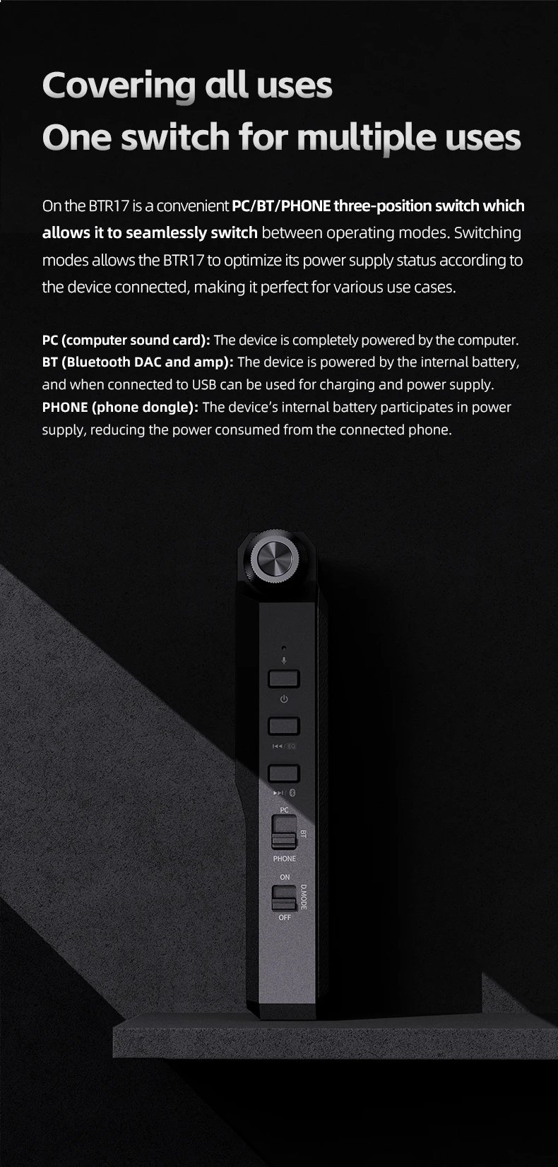 FiiO BTR17 Headphone Amp Bluetooth 5.4 Receiver with LDAC/aptX Lossless support,  Hi-Res Portable DAC 768K/32Bit DSD512