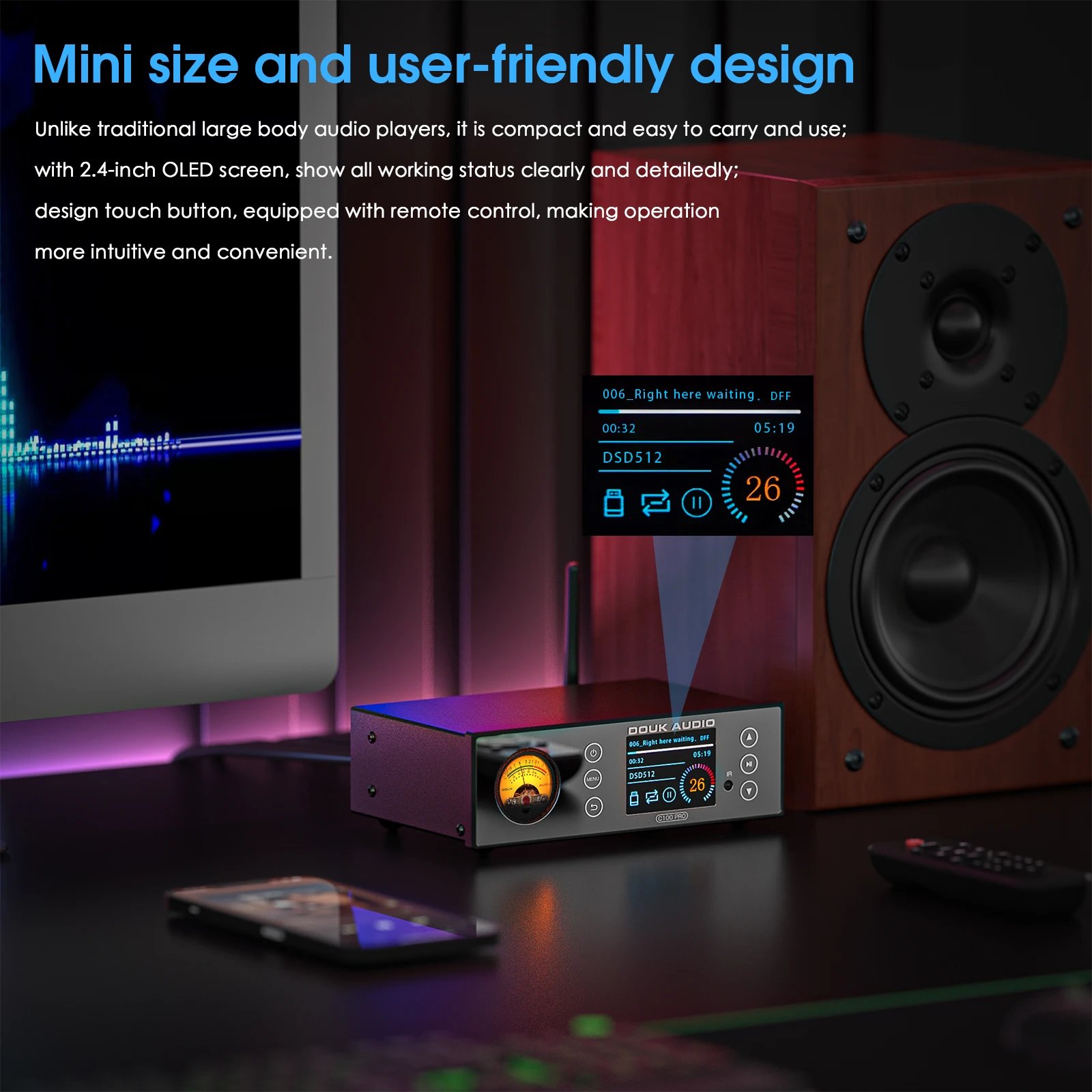 Douk Audio C100 PRO Hi-res ESS9038 Preamp Digital Bluetooth 5.0 Receiver S/PDIF COAC/OPT Adapter Streamer Player DSD512 Douk Audio C100 PRO Hi-res ESS9038 Preamp Digital Bluetooth 5.0 Receiver S/PDIF COAC/OPT Adapter Streamer Player DSD512