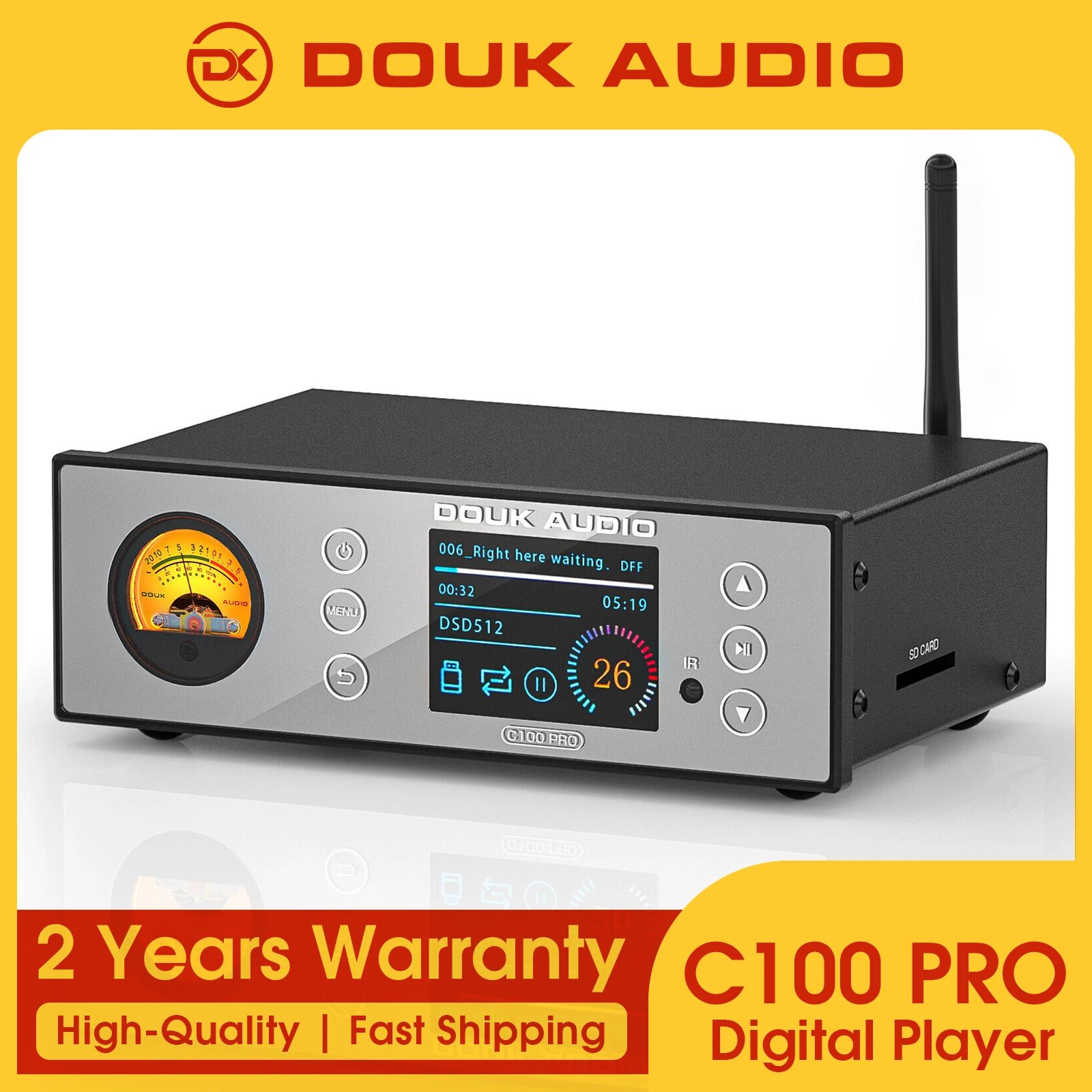 Douk Audio C100 PRO Hi-res ESS9038 Preamp Digital Bluetooth 5.0 Receiver S/PDIF COAC/OPT Adapter Streamer Player DSD512