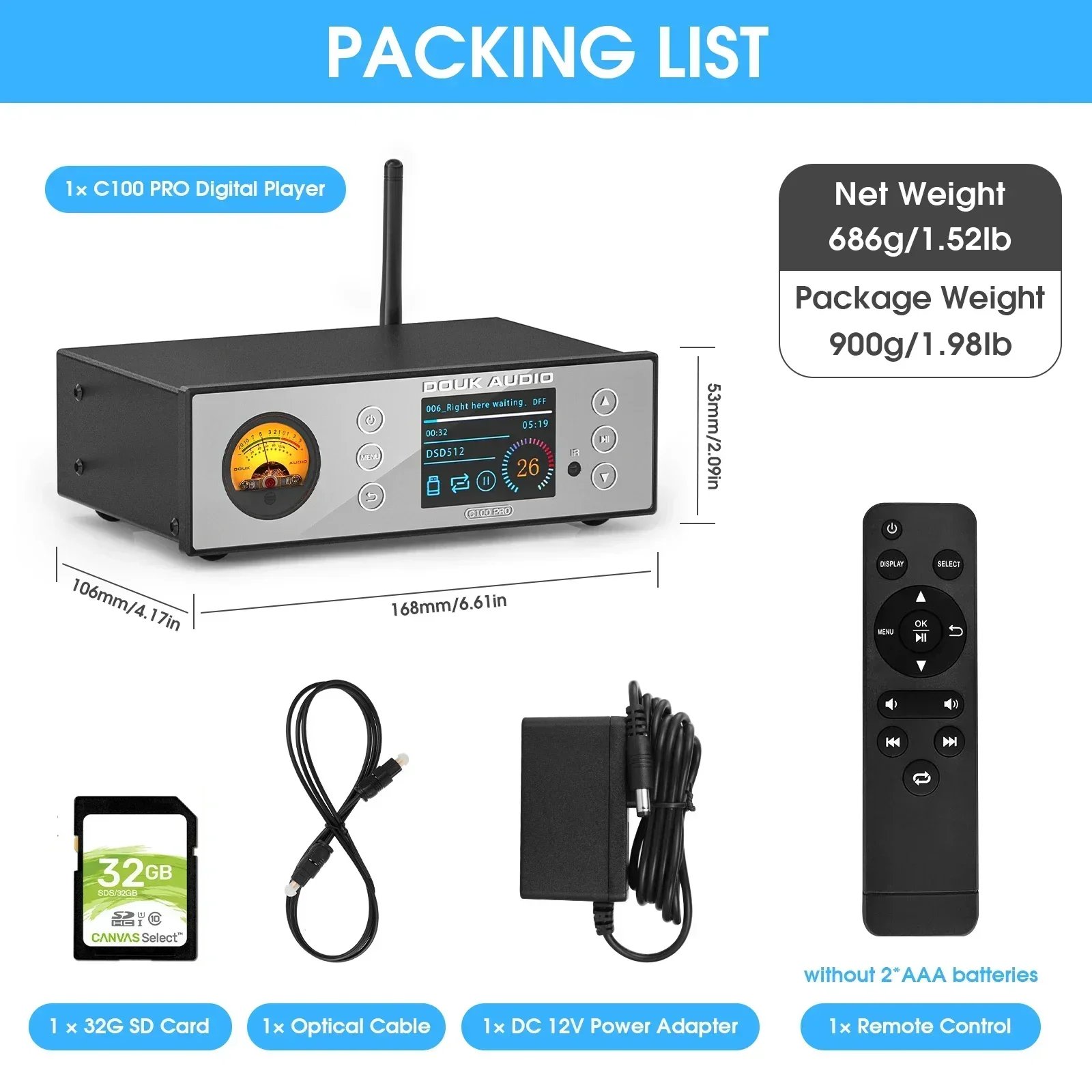 Douk Audio C100 PRO Hi-res ESS9038 Preamp Digital Bluetooth 5.0 Receiver S/PDIF COAC/OPT Adapter Streamer Player DSD512 - Image 6