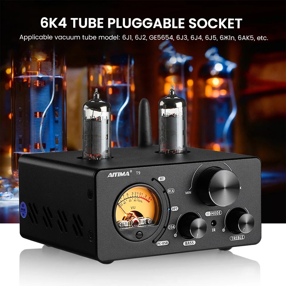 AIYIMA Audio T9 Bluetooth 5.0 Vacuum Tube Amplifier USB DAC Stereo Receiver COAX/OPT HiFi Home Audio Digital Amp w/VU Meter 100W AIYIMA Audio T9 Bluetooth 5.0 Vacuum Tube Amplifier USB DAC Stereo Receiver COAX/OPT HiFi Home Audio Digital Amp w/VU Meter 100W