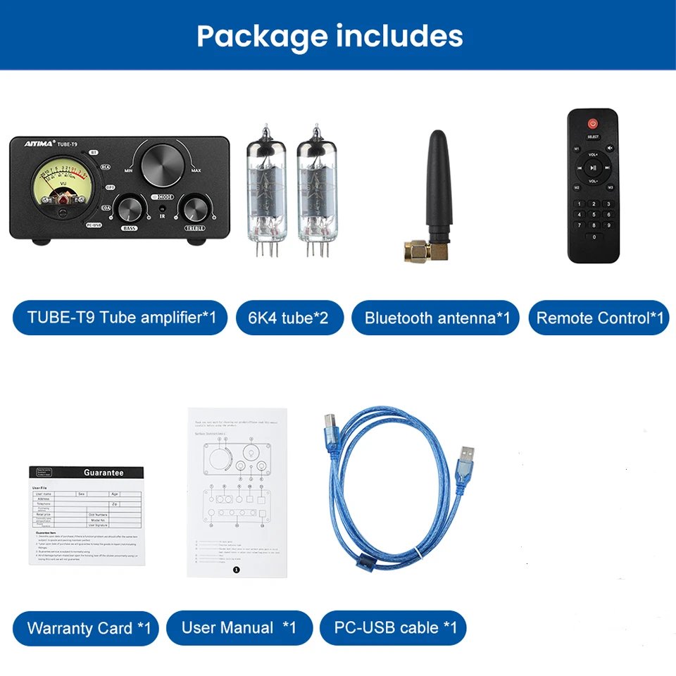 AIYIMA Audio T9 Bluetooth 5.0 Vacuum Tube Amplifier USB DAC Stereo Receiver COAX/OPT HiFi Home Audio Digital Amp w/VU Meter 100W AIYIMA Audio T9 Bluetooth 5.0 Vacuum Tube Amplifier USB DAC Stereo Receiver COAX/OPT HiFi Home Audio Digital Amp w/VU Meter 100W