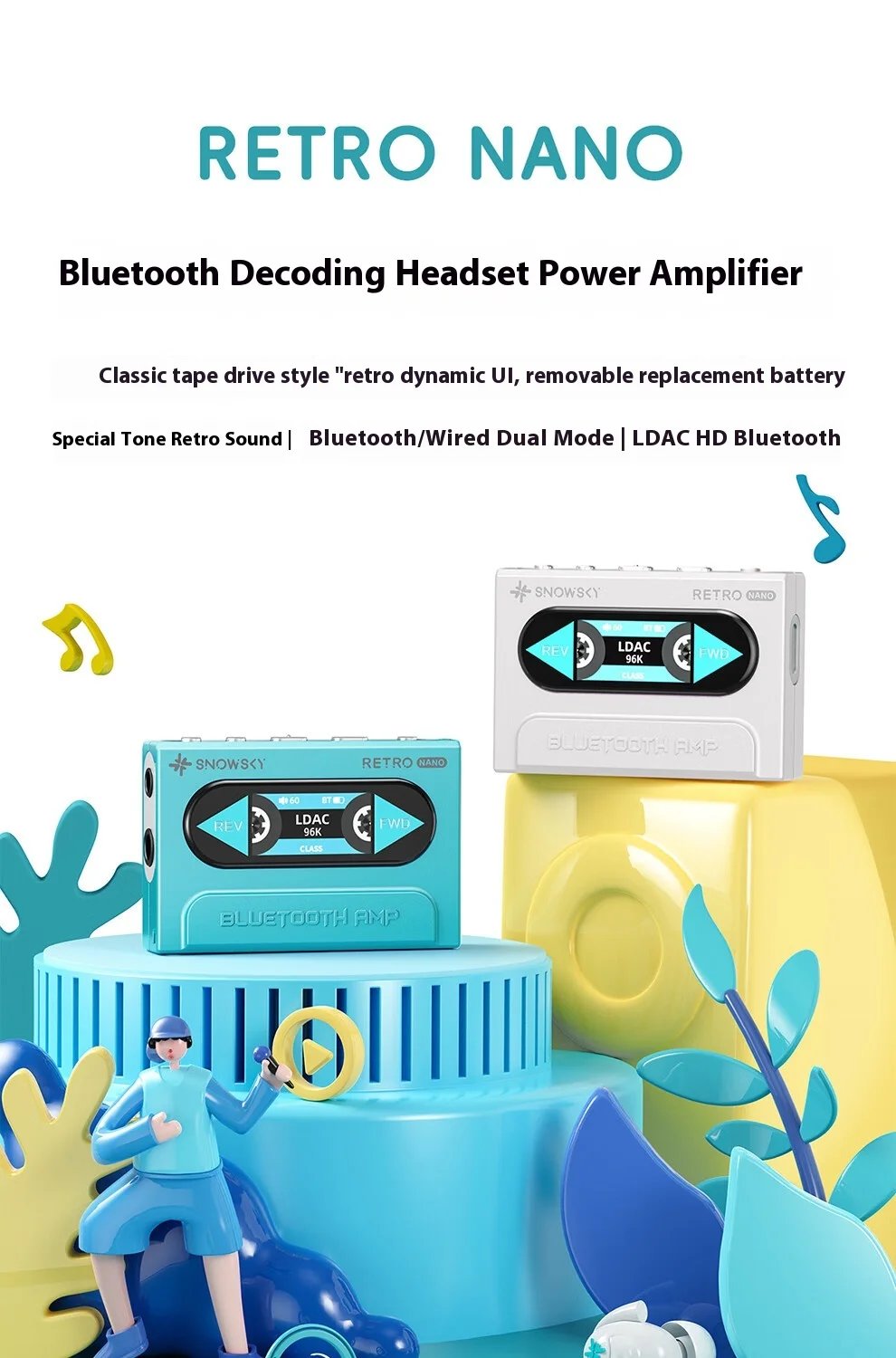 Fiio Snowsky Retro Nano Lossless Bluetooth Audio Receiver Headset Amplifier Adapter Portable HiFi Audio Receiving Decoder Custom Fiio Snowsky Retro Nano Lossless Bluetooth Audio Receiver Headset Amplifier Adapter Portable HiFi Audio Receiving Decoder Custom