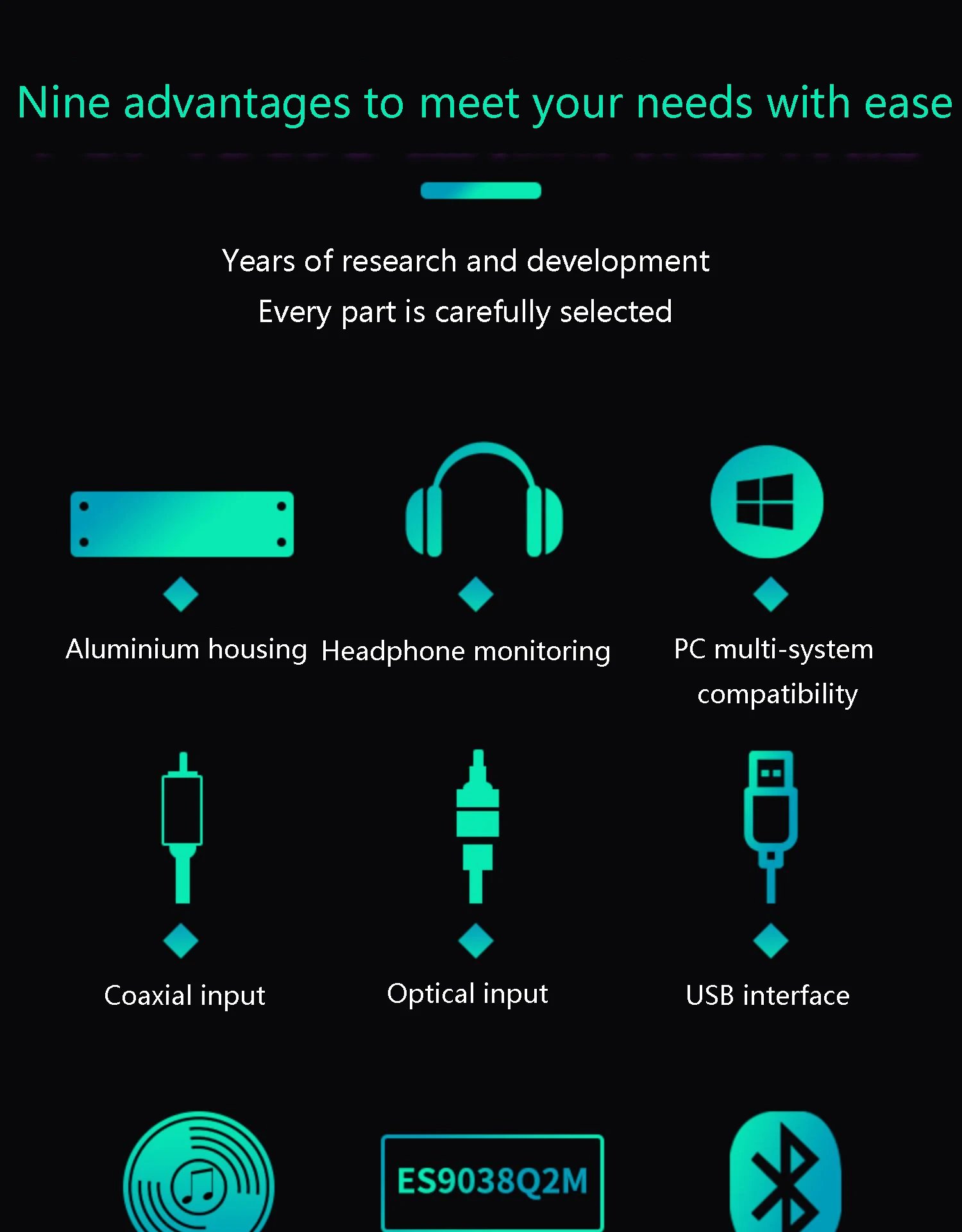 Lossless Bluetooth Audio Decoder QCC3084 Bluetooth 5.4 ES9038Q2M DAC HIFI Decoder Support APTX-HD HD Format Bluetooth Receiver