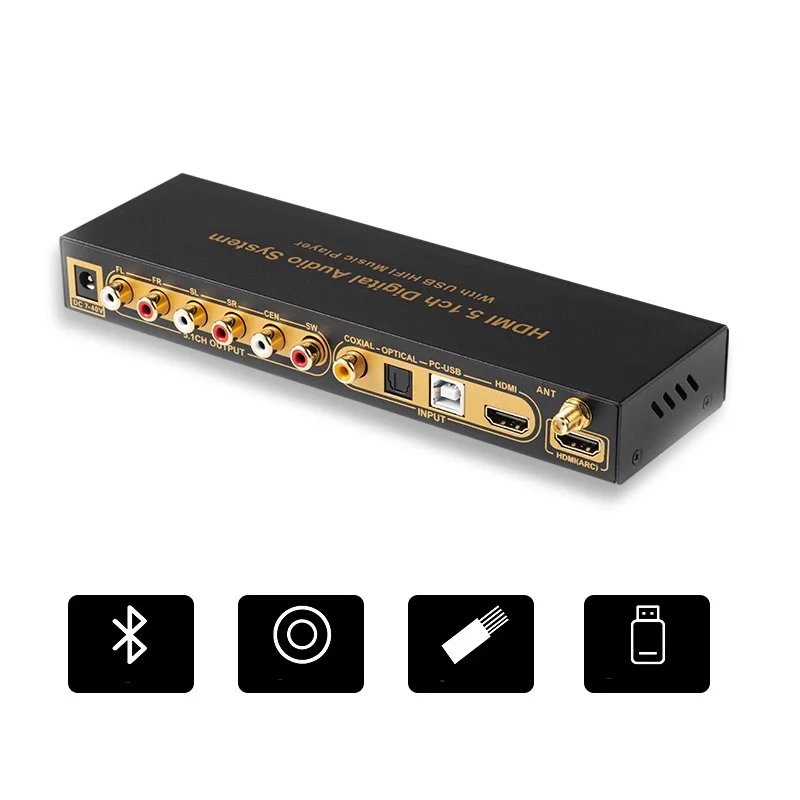 5.1CH Audio Decoder Bluetooth Receiver 4K60Hz HDMI-compatible 2.0 SPDIF Coaxial ARC USB Converter PC-USB DAC DTS AC3 5.1 Digital - Image 3