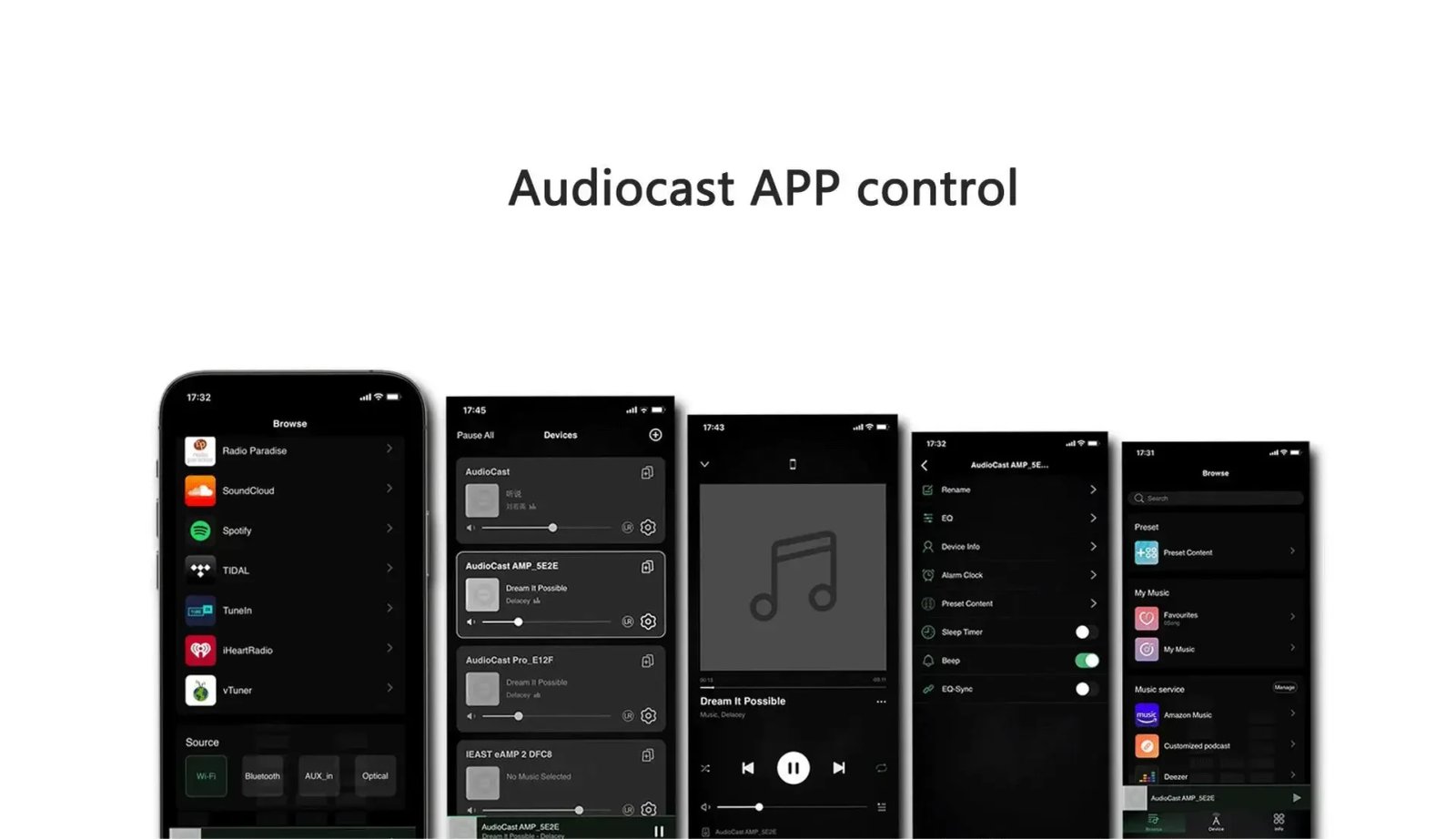 IEAST Audiocast AMP50 Airplay Wireless WiFi Bluetooth 5 Amplifier Audio Receiver, amp80 Same Model, Lossless Multi-Room DLNA, UP