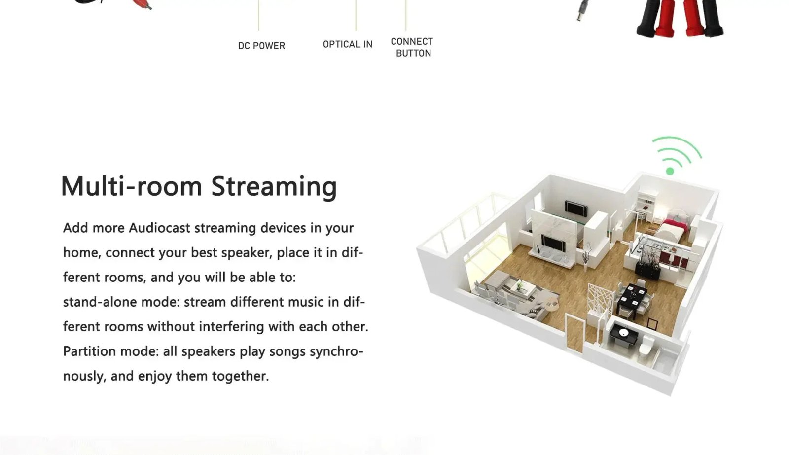 IEAST Audiocast AMP50 Airplay Wireless WiFi Bluetooth 5 Amplifier Audio Receiver, amp80 Same Model, Lossless Multi-Room DLNA, UP