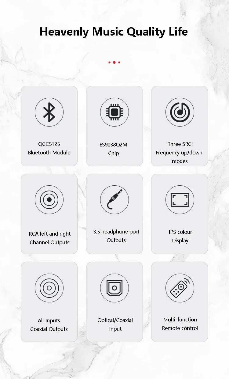 Bluetooth Audio Decoder ES9038Q2M DAC QCC5125 Bluetooth 5.1 Audio Receiver HD Display SRC Upsampling Support IR Remote Control Bluetooth Audio Decoder ES9038Q2M DAC QCC5125 Bluetooth 5.1 Audio Receiver HD Display SRC Upsampling Support IR Remote Control