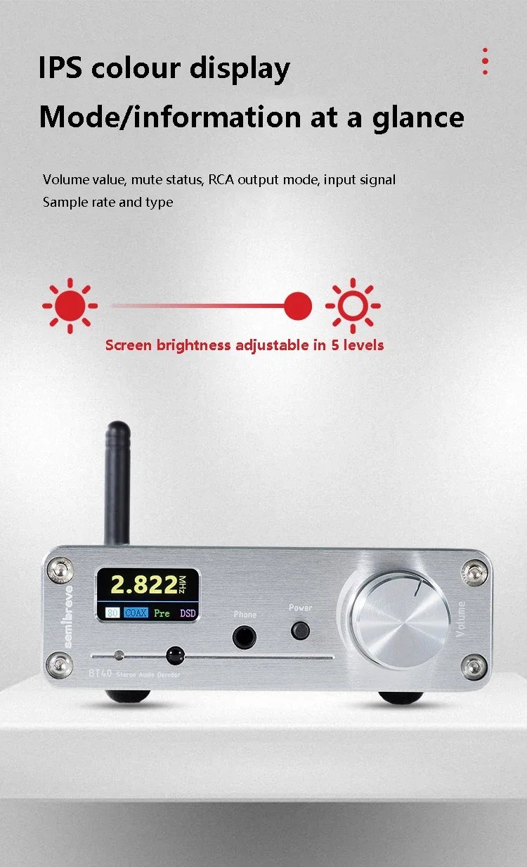 Bluetooth Audio Decoder ES9038Q2M DAC QCC5125 Bluetooth 5.1 Audio Receiver HD Display SRC Upsampling Support IR Remote Control Bluetooth Audio Decoder ES9038Q2M DAC QCC5125 Bluetooth 5.1 Audio Receiver HD Display SRC Upsampling Support IR Remote Control