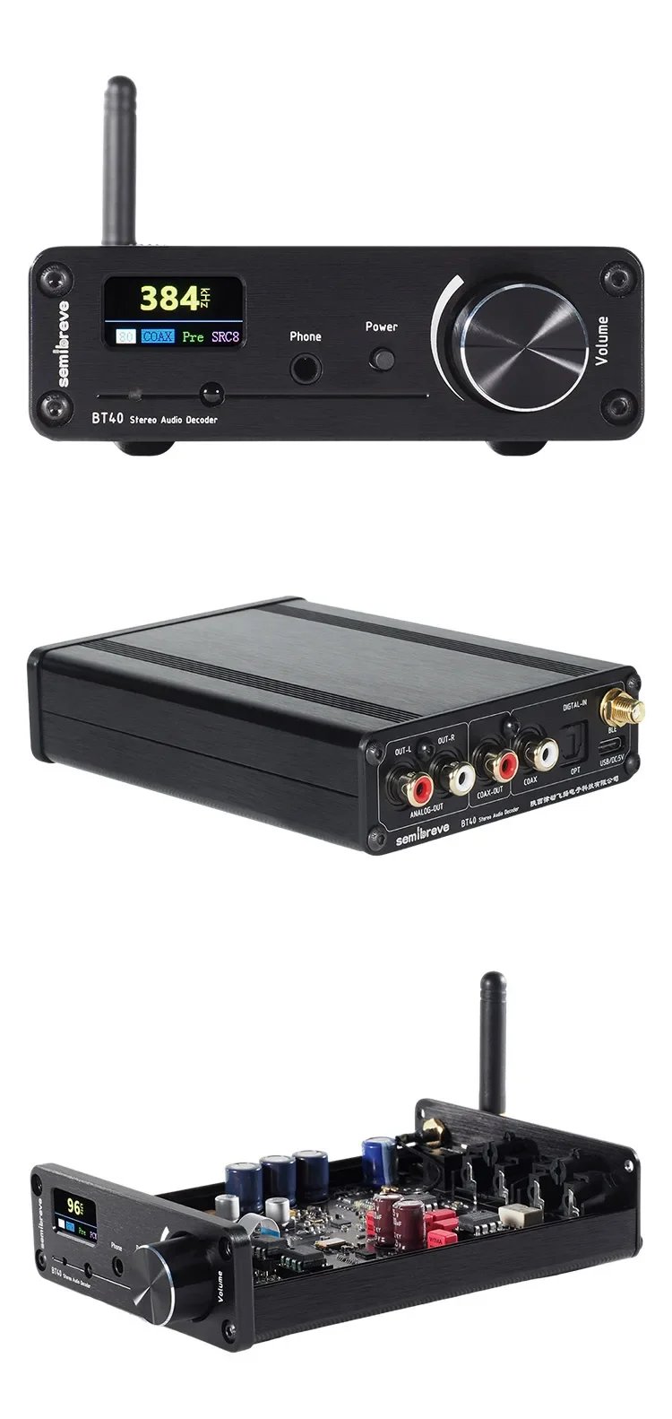 Bluetooth Audio Decoder ES9038Q2M DAC QCC5125 Bluetooth 5.1 Audio Receiver HD Display SRC Upsampling Support IR Remote Control Bluetooth Audio Decoder ES9038Q2M DAC QCC5125 Bluetooth 5.1 Audio Receiver HD Display SRC Upsampling Support IR Remote Control