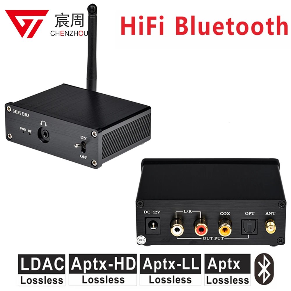 HiFi Lossless Bluetooth Audio Reciever Converter Adapter 5.0 LDAC Aptx HD CSR8675 ES9018K2M Decoding Coaxial Optical RCA 3.5mm