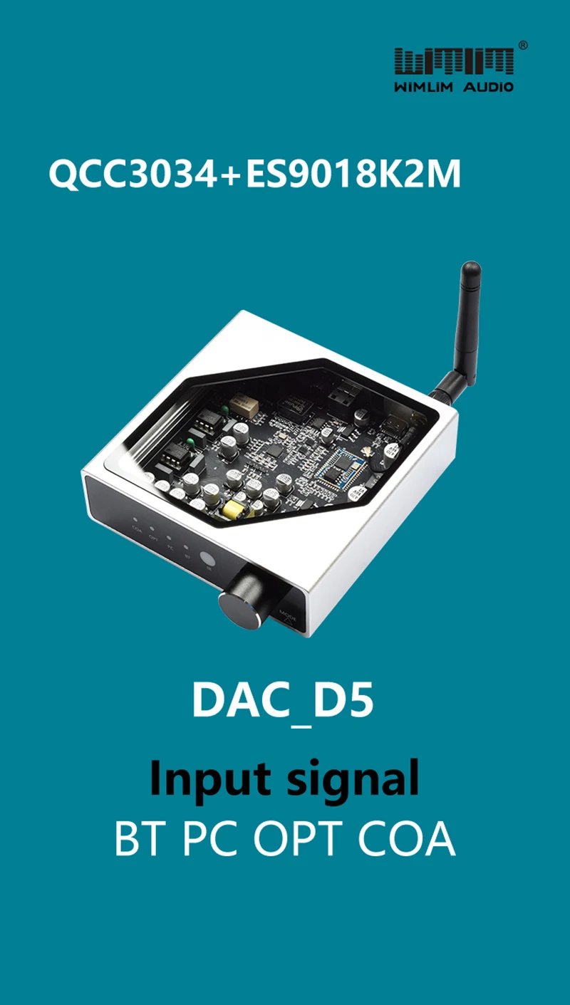 Lossless Digital Audio Decoder HIFI Bluetooth Receiver ES9018K2M DAC QCC3040 Bluetooth 5.2 Digital Optical Coaxial Input