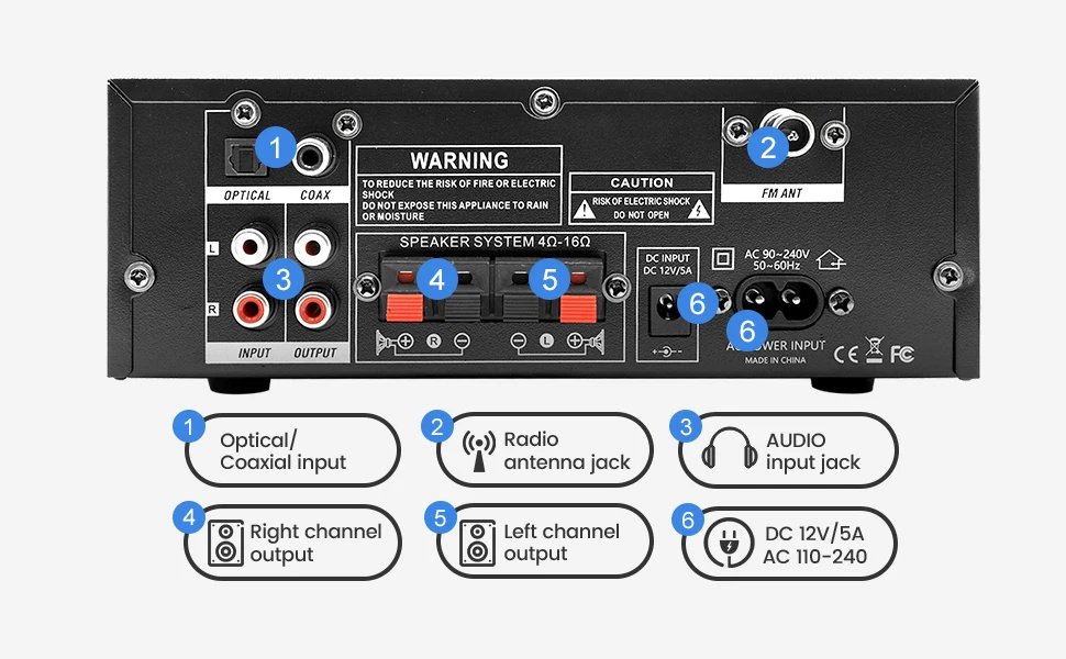 AK55 Stereo Audio Amplifier Sound Channel 2.0 Digital Bluetooth Receiver AMP RMS 70W+70W FM USB for Car Home Theater Karaoke AK55 Stereo Audio Amplifier Sound Channel 2.0 Digital Bluetooth Receiver AMP RMS 70W+70W FM USB for Car Home Theater Karaoke
