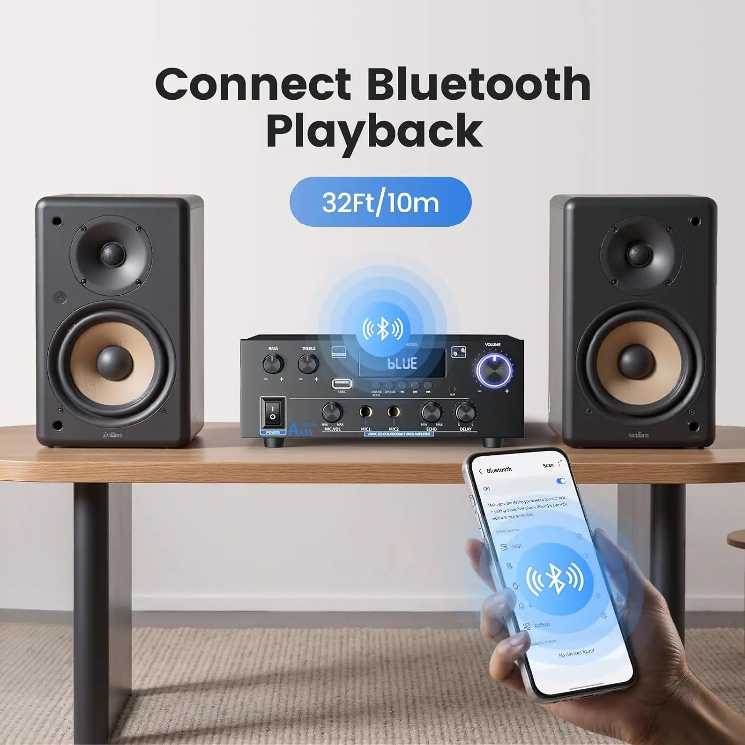 AK55 Stereo Audio Amplifier Sound Channel 2.0 Digital Bluetooth Receiver AMP RMS 70W+70W FM USB for Car Home Theater Karaoke - Image 4