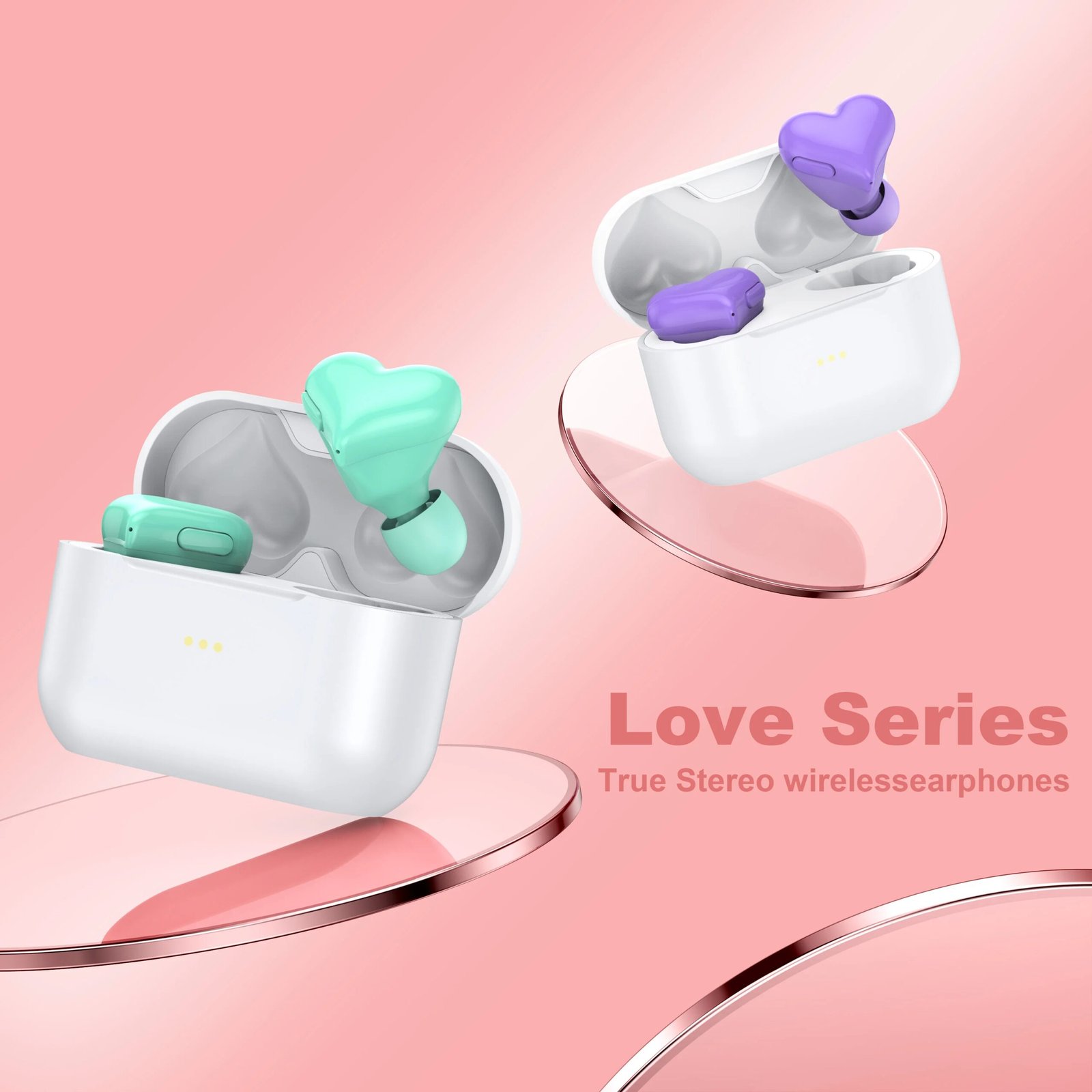 Heart shaped heart in ear Bluetooth earphones with wireless noise reduction, couple earphones as a gift for girls Heart shaped heart in ear Bluetooth earphones with wireless noise reduction, couple earphones as a gift for girls