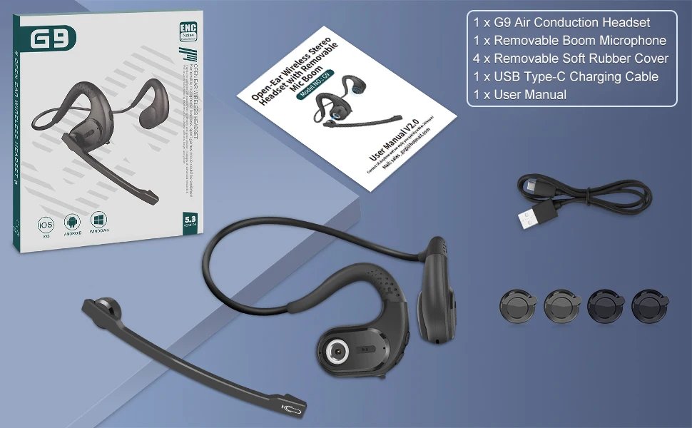 Open Ear Noise Cancelling Headset Wireless Bluetooth ENC Call Noise Elimination Computer Headphone Wireless with Boom Microphone Open Ear Noise Cancelling Headset Wireless Bluetooth ENC Call Noise Elimination Computer Headphone Wireless with Boom Microphone