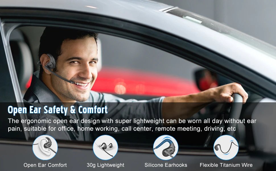 Open Ear Noise Cancelling Headset Wireless Bluetooth ENC Call Noise Elimination Computer Headphone Wireless with Boom Microphone Open Ear Noise Cancelling Headset Wireless Bluetooth ENC Call Noise Elimination Computer Headphone Wireless with Boom Microphone