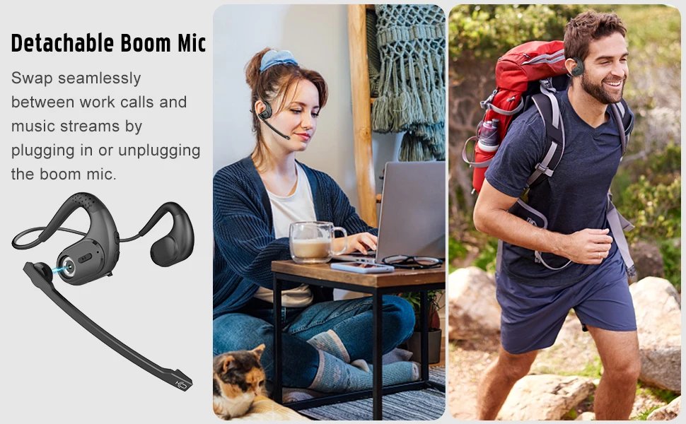 Open Ear Noise Cancelling Headset Wireless Bluetooth ENC Call Noise Elimination Computer Headphone Wireless with Boom Microphone Open Ear Noise Cancelling Headset Wireless Bluetooth ENC Call Noise Elimination Computer Headphone Wireless with Boom Microphone