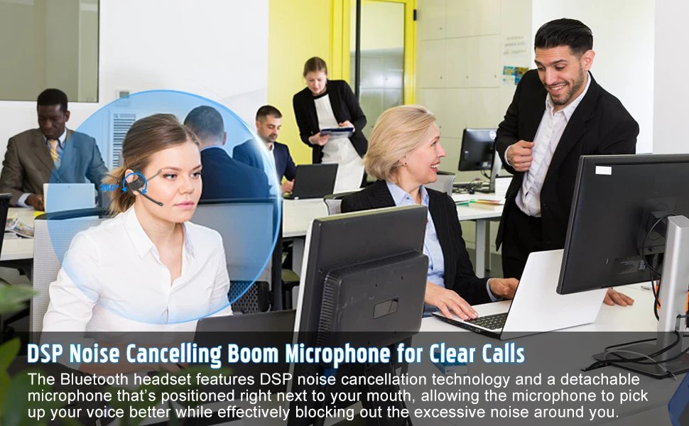 Open Ear Noise Cancelling Headset Wireless Bluetooth ENC Call Noise Elimination Computer Headphone Wireless with Boom Microphone Open Ear Noise Cancelling Headset Wireless Bluetooth ENC Call Noise Elimination Computer Headphone Wireless with Boom Microphone