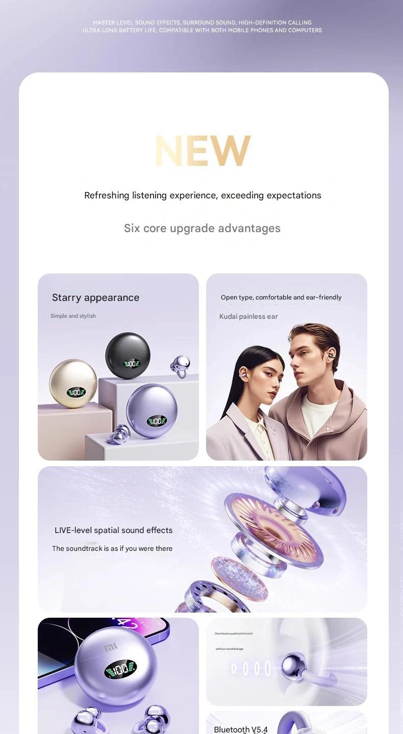 Original Xiaomi Q88 Open Ear Clip Earbuds ENC Wireless Bluetooth5.4 Headphone Noise Cancelling Earphone With Mic For Android iOS