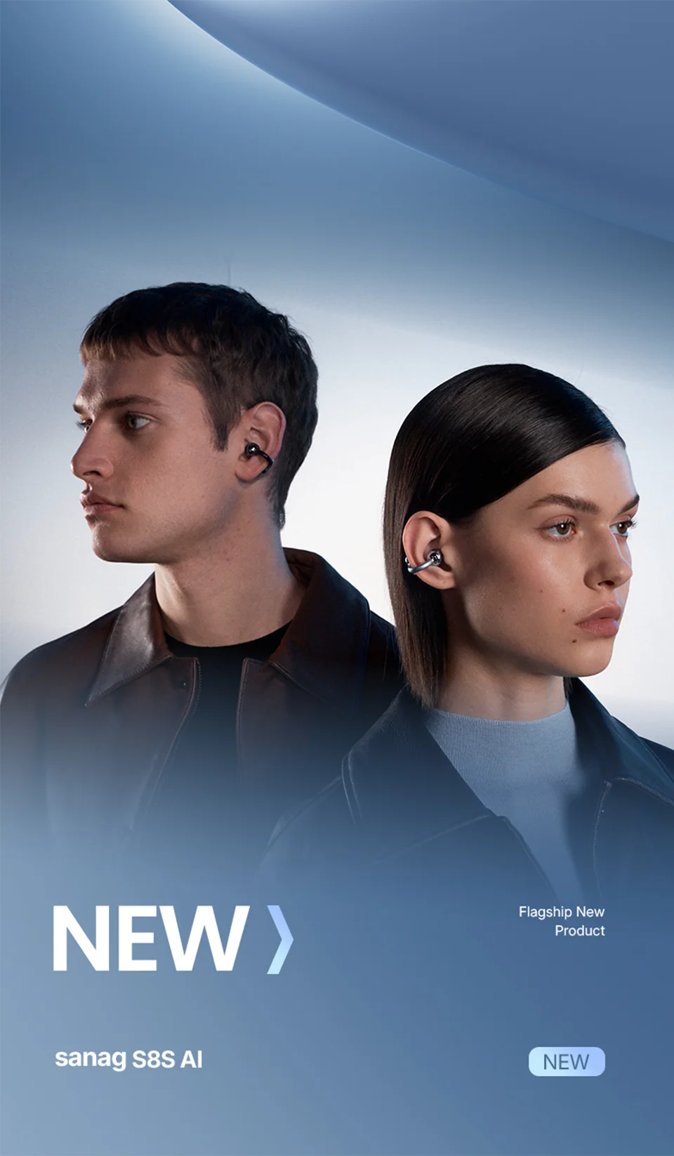 Sanag S8S AI Open Ear Clip on Headphones HiFi Lossless Sound Quality AI Translation Wireless Bluetooth Earphones Panoramic Sound