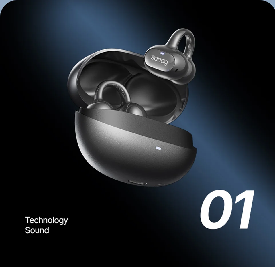 Sanag S8S AI Open Ear Clip on Headphones HiFi Lossless Sound Quality AI Translation Wireless Bluetooth Earphones Panoramic Sound