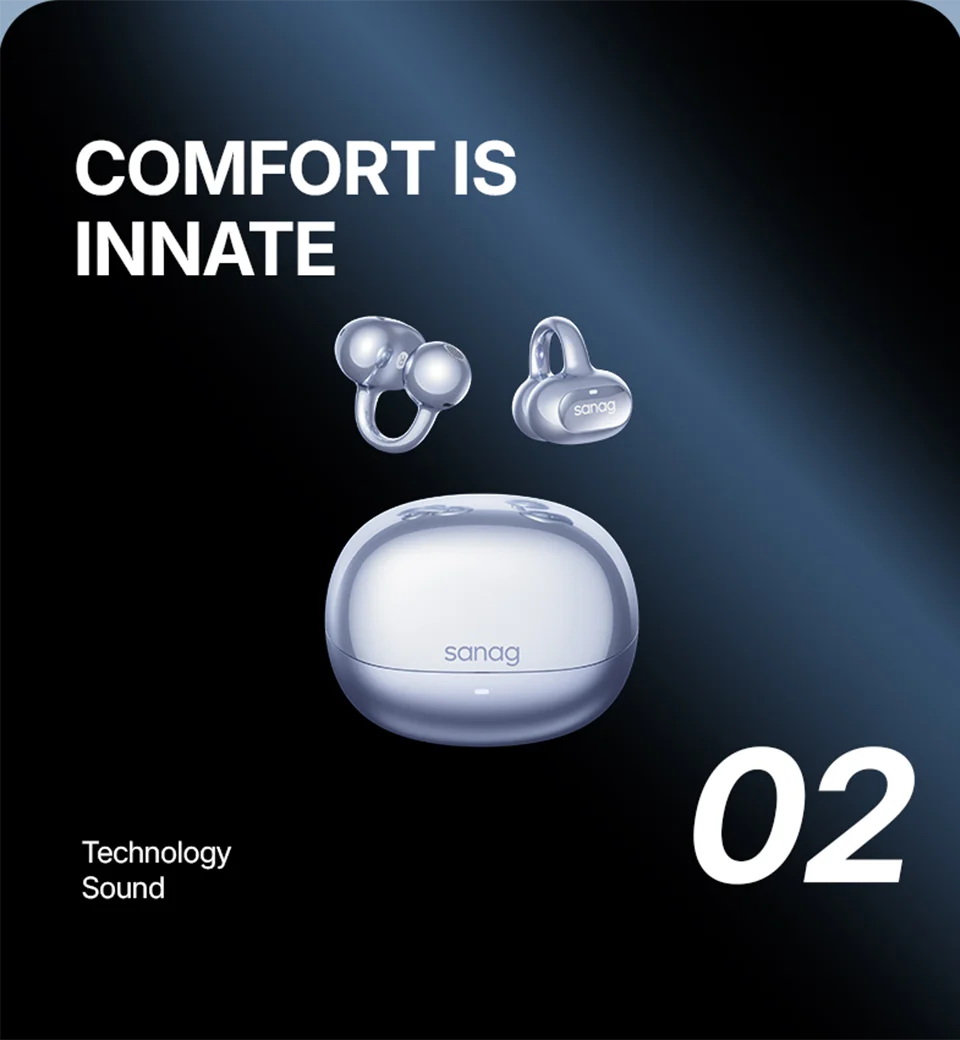 Sanag S8S AI Open Ear Clip on Headphones HiFi Lossless Sound Quality AI Translation Wireless Bluetooth Earphones Panoramic Sound