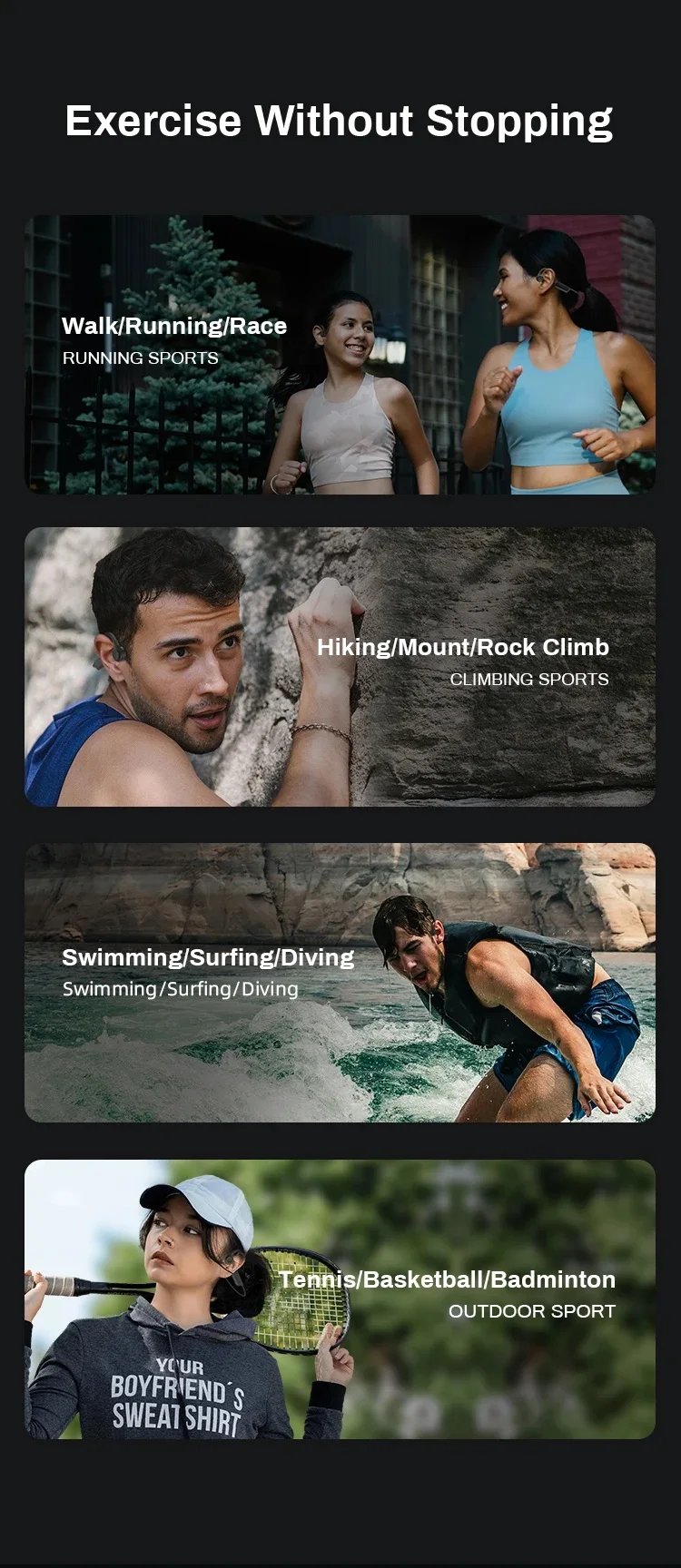 Xiaomi Bone Conduction Earphones Bluetooth 5.4 Wireless Headphones Sports Headset with HD Clear Mic for Workout Running Driving